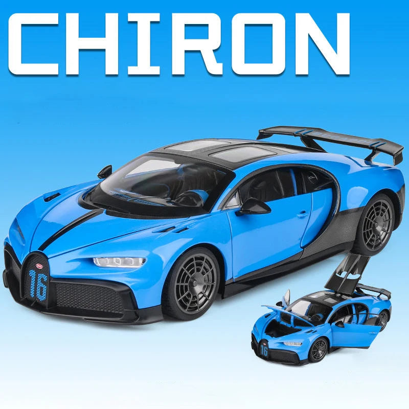 1:18 Bugatti Chiron Supercar Diecast Alloy Model Car with Sound & Light – Kids Toy